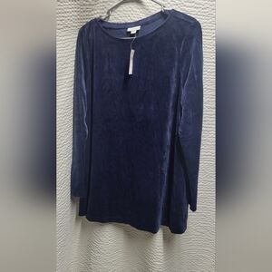 J. Jill Deep Blue Velvet Long Sleeve Top
